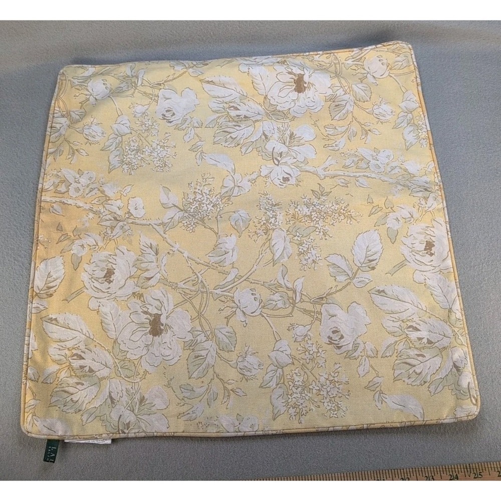 Ralph Lauren Home Yellow Floral Pillow Cover 20x20 Cottage Shabby Chic Faded